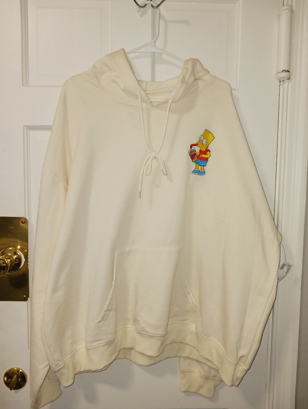 The Simpsons Bart Simpson & Main Characters Cream 2 Side Hoodie Adult Sz 3XL New